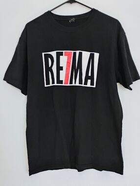 RE7MA Black Graphic Logo Tee - Men's Short Sleeve - Large